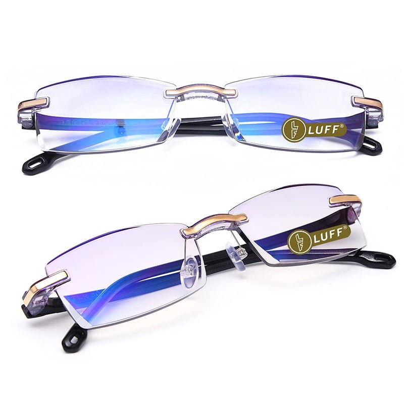LUFF Premium Computer Reading Glasses Blue Light Blocking Diamond Cut Edge Design Spectacle Readers for Men - Image 1